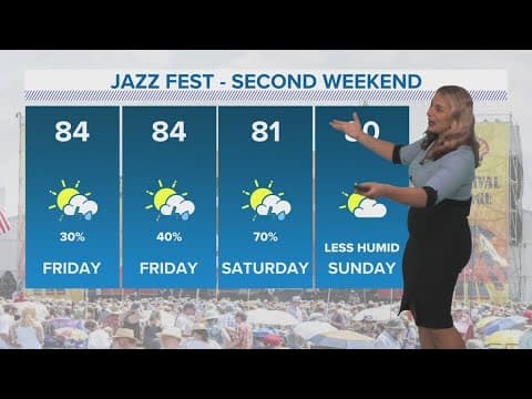 New Orleans Noon Weather: Hot, humid as rain chances increase Jazz Fest weekend