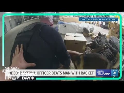 Video: Daytona K-9 officer beats burglary suspect with a tennis racket