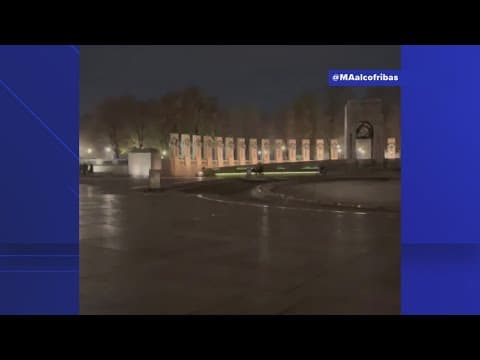 Group on dirt bikes, ATVs ride around World War II Memorial