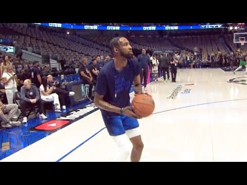 VIDEO: Mavs Derrick Jones Jr. warms up before Game 4 of the 2024 NBA Finals