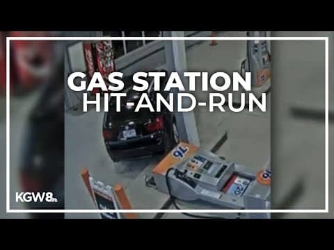Watch: Driver smashes into, knocks over gas station pump in Portland, drives off