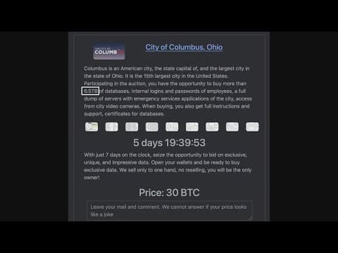 Ransomware hackers begin leaking city data on dark web, watchgroup says