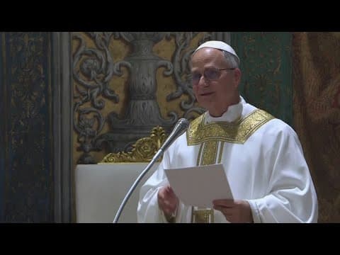 Pope Leo XIV speaks in English during first mass