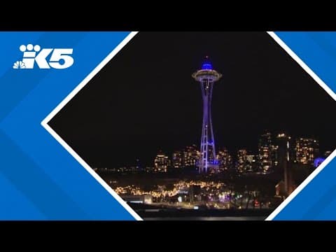 Light-only pre-fireworks show performance at the Seattle Space Needle