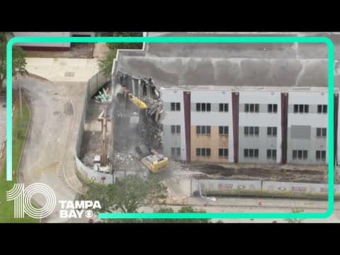 AERIAL: Demolition of Parkland classroom building where 17 died in shooting begins
