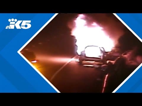 Intense car fire on I-5 ends in DUI arrest