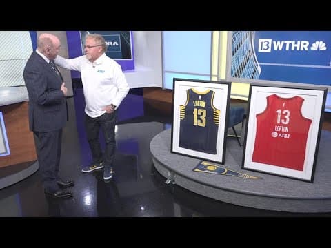 Chuck Lofton receives custom jerseys signed by Caitlin Clark, Tyrese Haliburton in last week at WTHR
