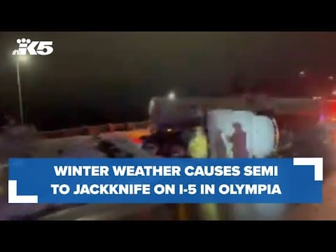 Jackknifed tanker truck in Olympia