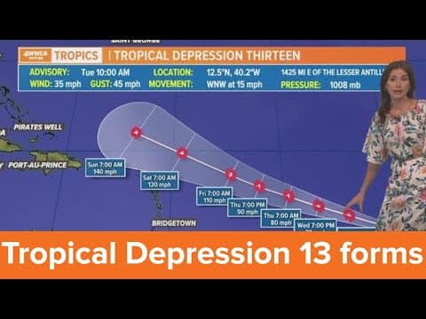 Tuesday noon tropical update: Tropical Depression 13 forms