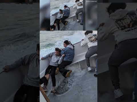 Huge waves, high surf pounds boat in San Diego ocean #beach #surf #ocean #highsurf