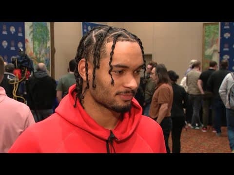Emeka Egbuka speaks ahead of the Cotton Bowl against Texas