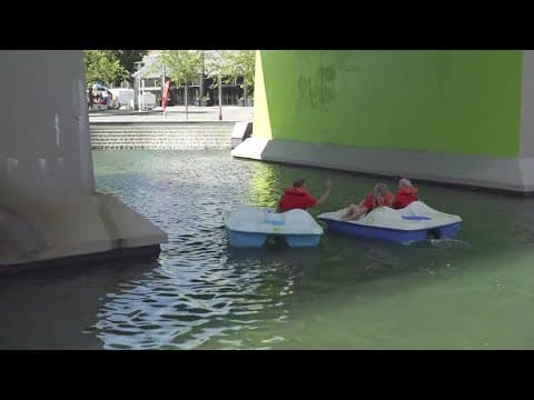 Todd, Katie and Brittany race on paddle boats!