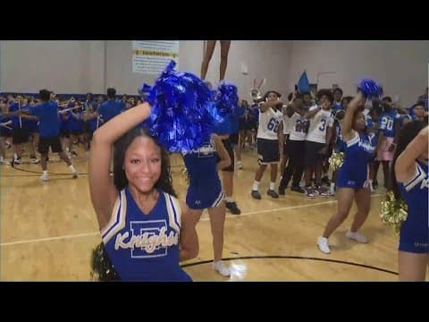 Elkins High School students getting hyped up for back to school pep rally