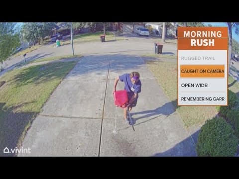 Video shows a man pouring gasoline on a neighbor's house and setting it on fire.