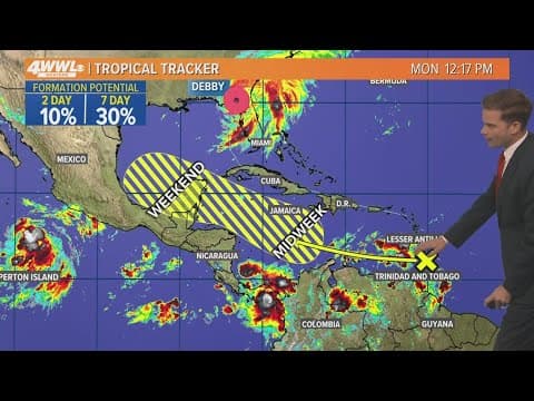 Monday 12 PM Tropical Update: Debby makes landfall, new tropical wave possible