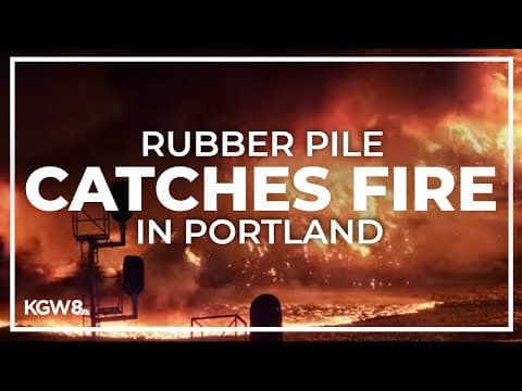 Portland firefighters respond to large rubber pile fire