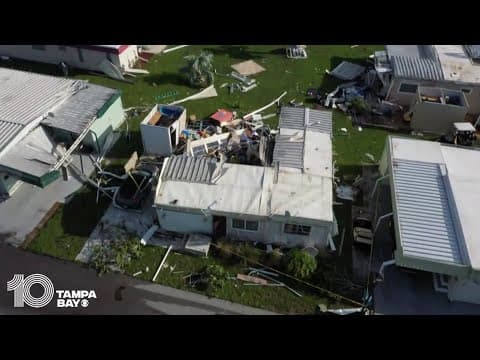 Drone footage shows tornado damage of mobile home community in Largo