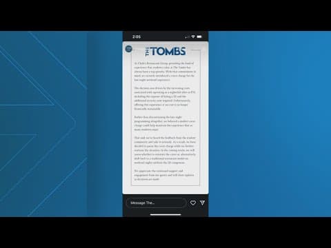 The Tombs reverses course on cover charge after backlash