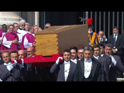 Pope Francis funeral: Coffin carried outside St. Peter's Basilica | Vatican TV