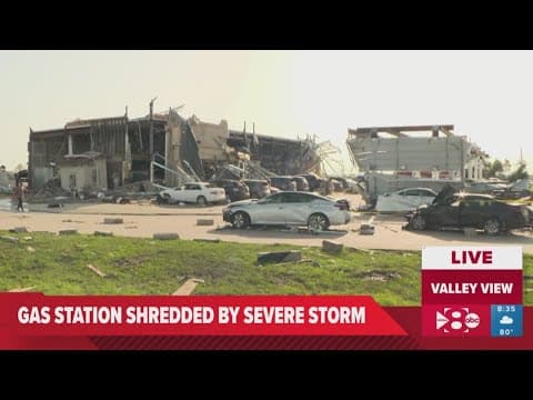 Cooke County storm: terrified people shelter in destroyed gas station