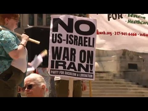 Protest held on Monument Circle following US strikes on Iran