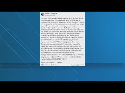 Lindsey Halligan named U.S. Attorney for Eastern District of Virginia