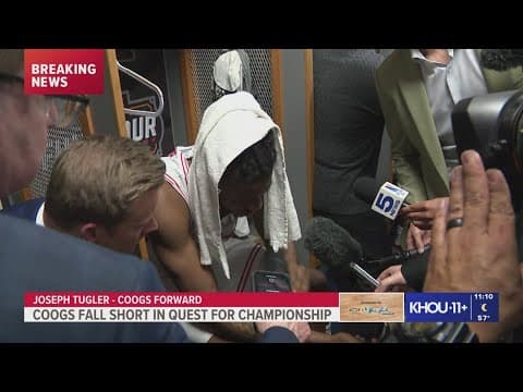 Houston Cougars forward Joseph Tugler reacts to heartbreaking championship game loss