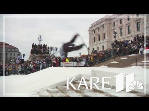 Snowboarders shred at the Minnesota State Capitol on Saturday