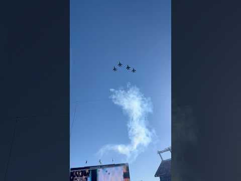 F-16 military flyover at Denver Broncos game vs. Falcons
