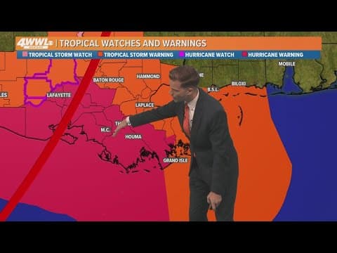 Hurricane warnings for Terrebonne, Lafourche and lower Jefferson