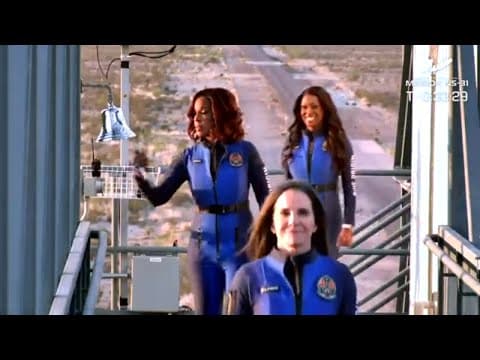 All-female space crew, including Gayle King and Katy Perry, boarding Blue Origin New Shephard Rocket