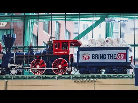 Astros show off new train at Daikin Park