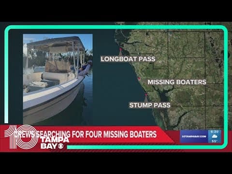 Search underway for 4 boaters missing off Sarasota County coastline