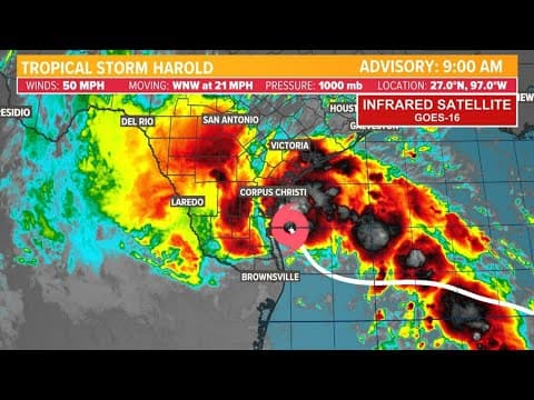 Projected path of Tropical Storm Harold