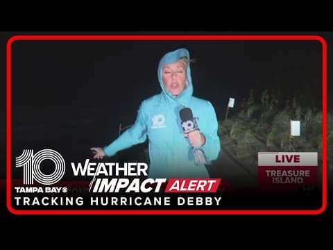 Coastal conditions in Pinellas County as Hurricane Debby's outer bands pass through
