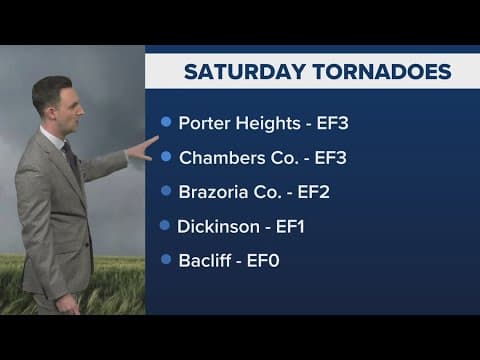 National Weather Service confirms multiple tornadoes in the Houston area, including 2 EF-3s