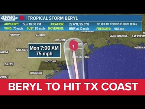 10 PM Tropical Update: Beryl closing in on Texas