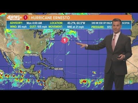 Monday 5 a.m. Tropical Update: Ernesto in the northern part of the Atlantic Ocean