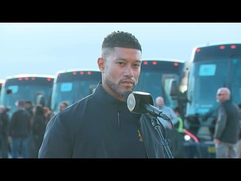 Head coach Marcus Freeman discusses National Championship game after Notre Dame lands in Atlanta