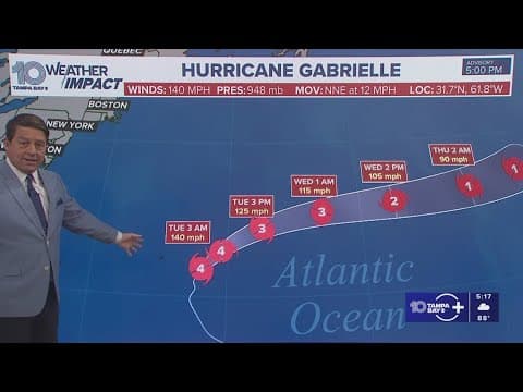 Tracking the Tropics: Gabrielle intensifies into Category 4 storm