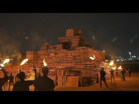 UNT students light massive bonfire ahead of football team's debut on ESPN2
