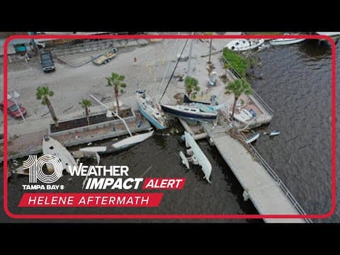VIEW FROM ABOVE: Damage to boats, marina in downtown Gulfport, Florida after Hurricane Helene
