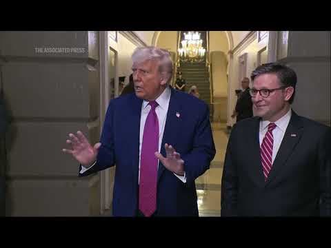 Trump on Capitol Hill denies losing patience with House Republicans over his big tax cuts bill