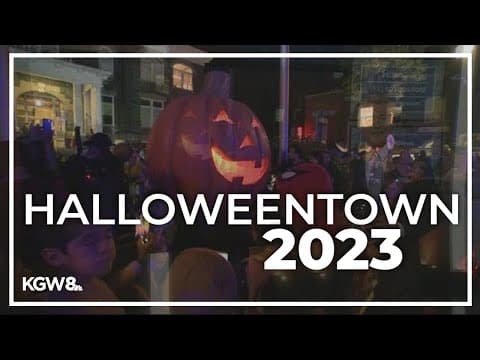 Parade and pumpkin lighting in 'Halloweentown'
