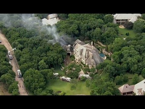 Watch: Multi-million dollar North Texas mansion burns after 'possible lightning strike'