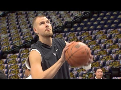 VIDEO: Celtics Kristaps Porzingis warms up before Game 4 of the 2024 NBA Finals
