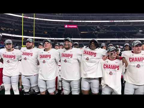 Ohio State Buckeyes sing “Carmen Ohio” after beating Texas, advancing to national title.