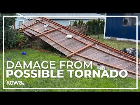 Damage from possible tornado on Oregon Coast