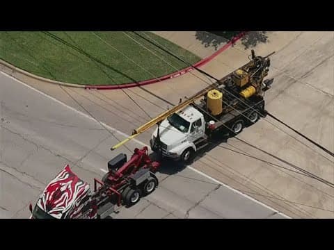 Truck knocked down power lines in Euless in North Texas, leading to lane closures