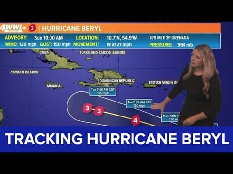 Video: Cat 3 Beryl continues to strengthen, forecast to become category 4 late Sunday